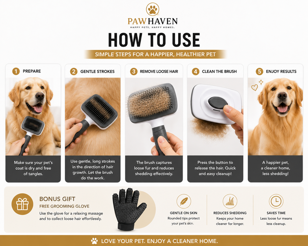 PawHaven Premium Deshedding Brush™ — FREE Glove Included